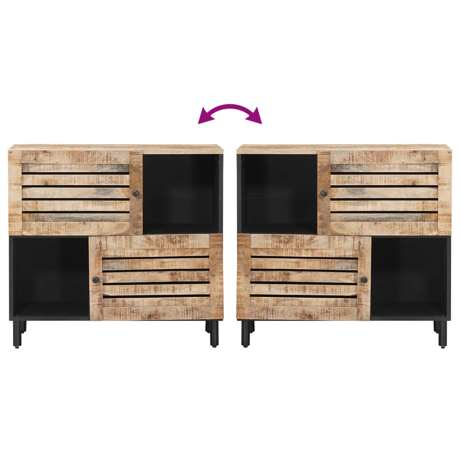 Úložné Skříně Hnědá 80 X 33,5 X 75 Cm Masivní Mangové Dřevo