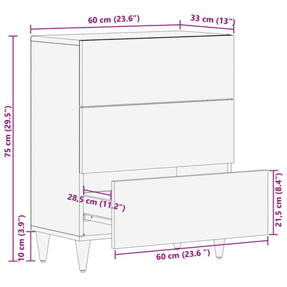 Servírovací Skříň Hnědá 60 X 33 X 75 Cm Masivní Mangové Dřevo