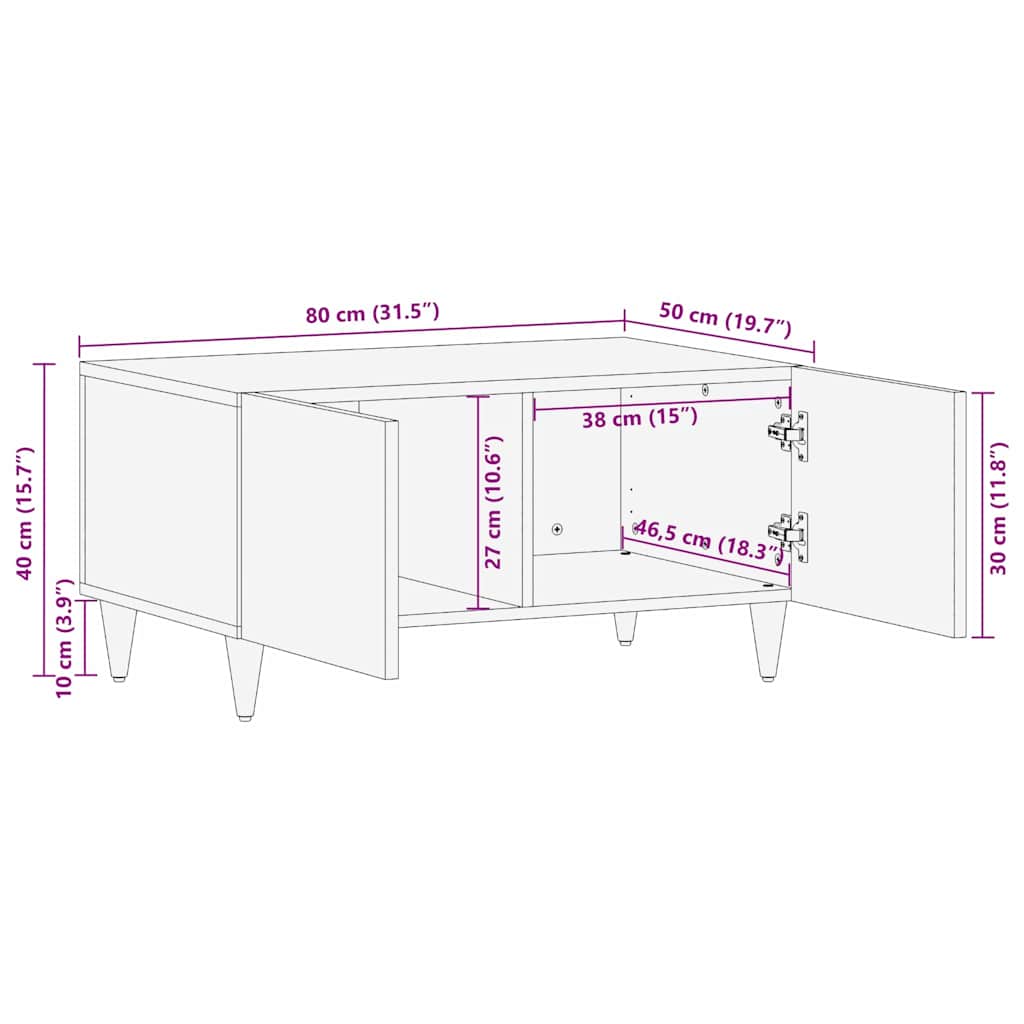 Konferenční Stolek 80 X 50 X 40 Cm Masivní Mangové Dřevo