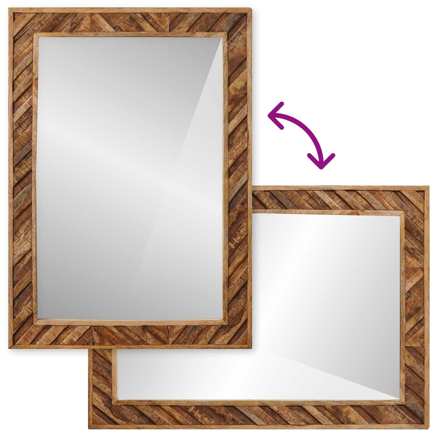 Zrcadlo Nástěnný Se Zrcadlem Hnědá 70 X 50 X 3 Cm Sklo