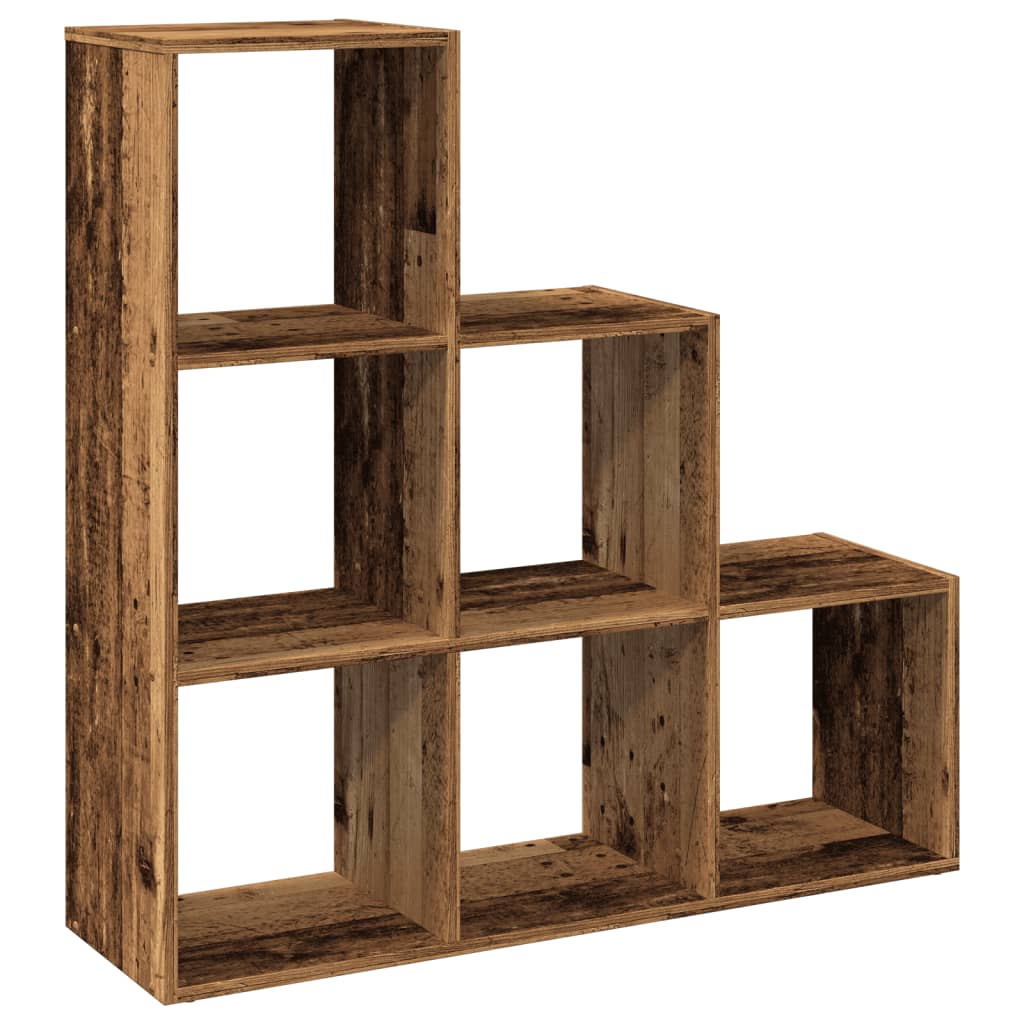 Knihovna/Dělící Stěna 3Patrová Old Wood 99X29X Kompozit