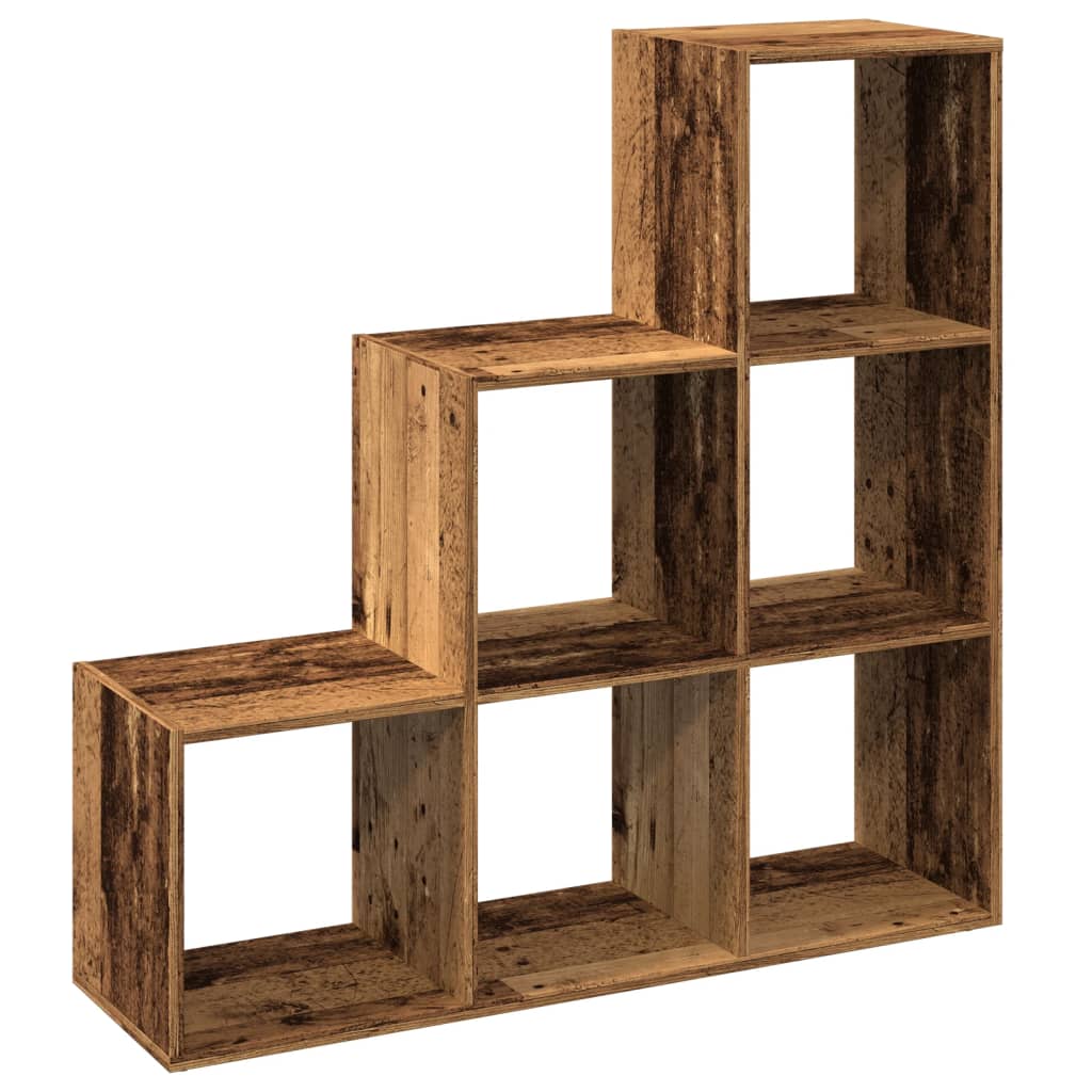 Knihovna/Dělící Stěna 3Patrová Old Wood 99X29X Kompozit
