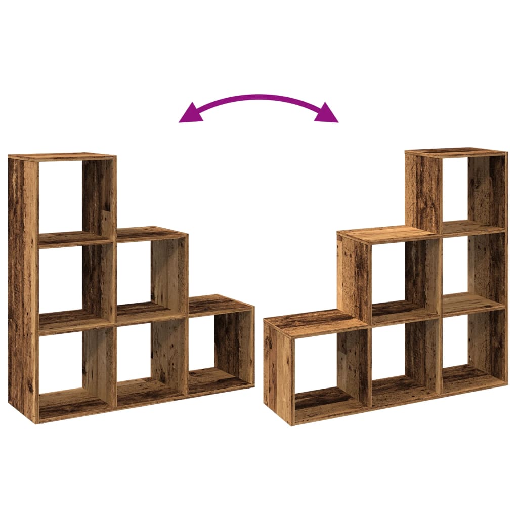 Knihovna/Dělící Stěna 3Patrová Old Wood 99X29X Kompozit