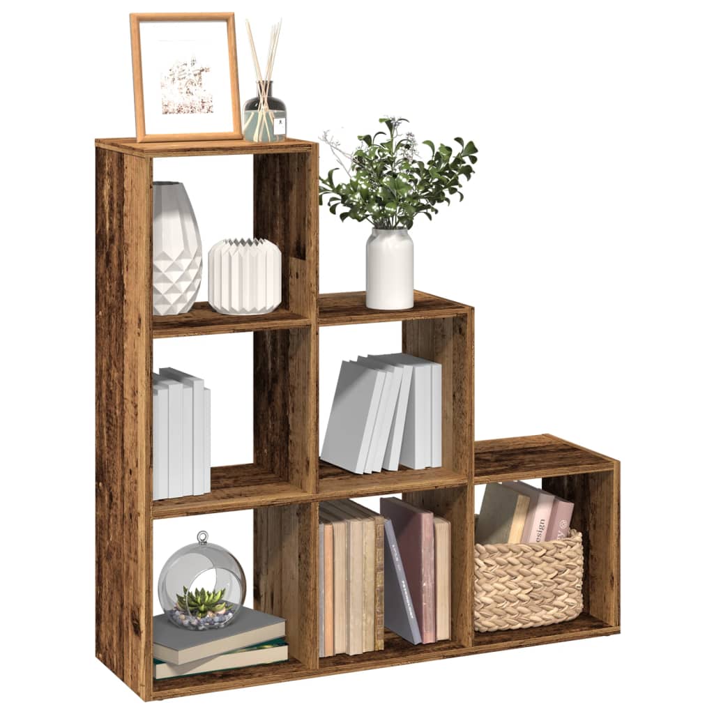 Knihovna/Dělící Stěna 3Patrová Old Wood 99X29X Kompozit