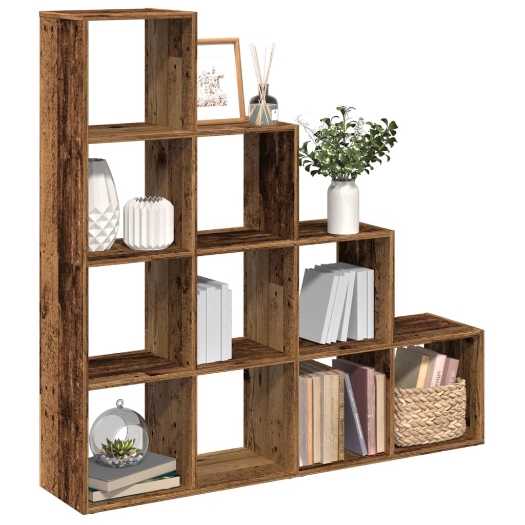 Knihovna/Dělící Stěna 3Patrová Old Wood 99X29X Kompozit