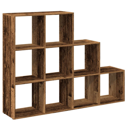 Knihovna/Dělící Stěna 3Patrová Old Wood 137,5X29X103,5 Cm Staré Dřevo