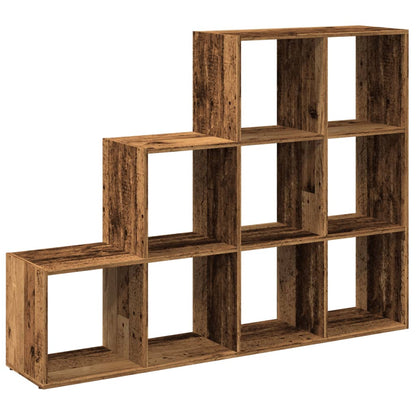 Knihovna/Dělící Stěna 3Patrová Old Wood 137,5X29X103,5 Cm Staré Dřevo