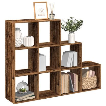 Knihovna/Dělící Stěna 3Patrová Old Wood 137,5X29X103,5 Cm Staré Dřevo