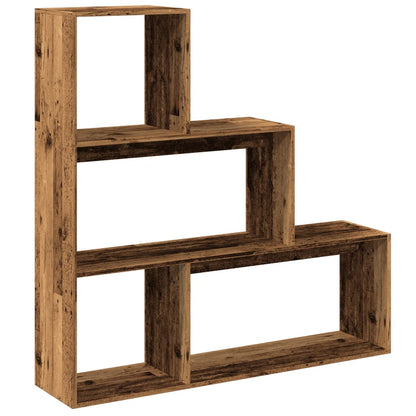 Knihovna/Dělící Stěna 3Patrová Old Wood 123X29X123 Cm Kompozit