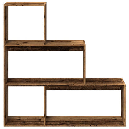 Knihovna/Dělící Stěna 3Patrová Old Wood 123X29X123 Cm Kompozit