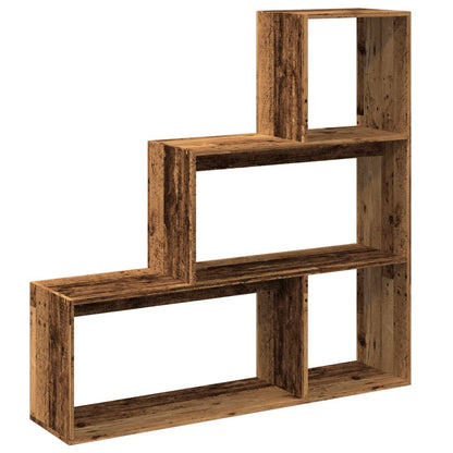 Knihovna/Dělící Stěna 3Patrová Old Wood 123X29X123 Cm Kompozit