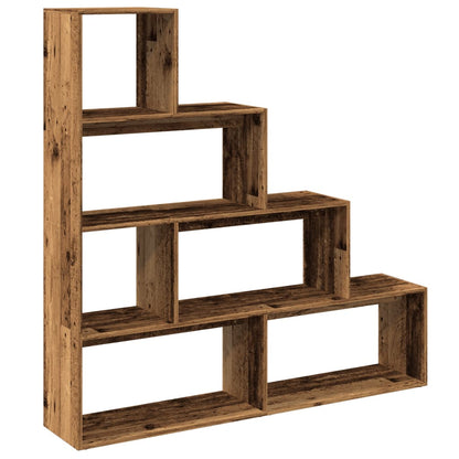Knihovna/Dělící Stěna 4Patrová Old Wood 143,5X29X143,5 Cm