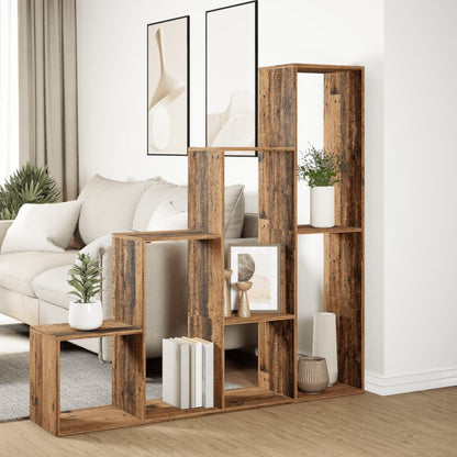 Knihovna/Dělící Stěna 4Patrová Old Wood 143,5X29X143,5 Cm