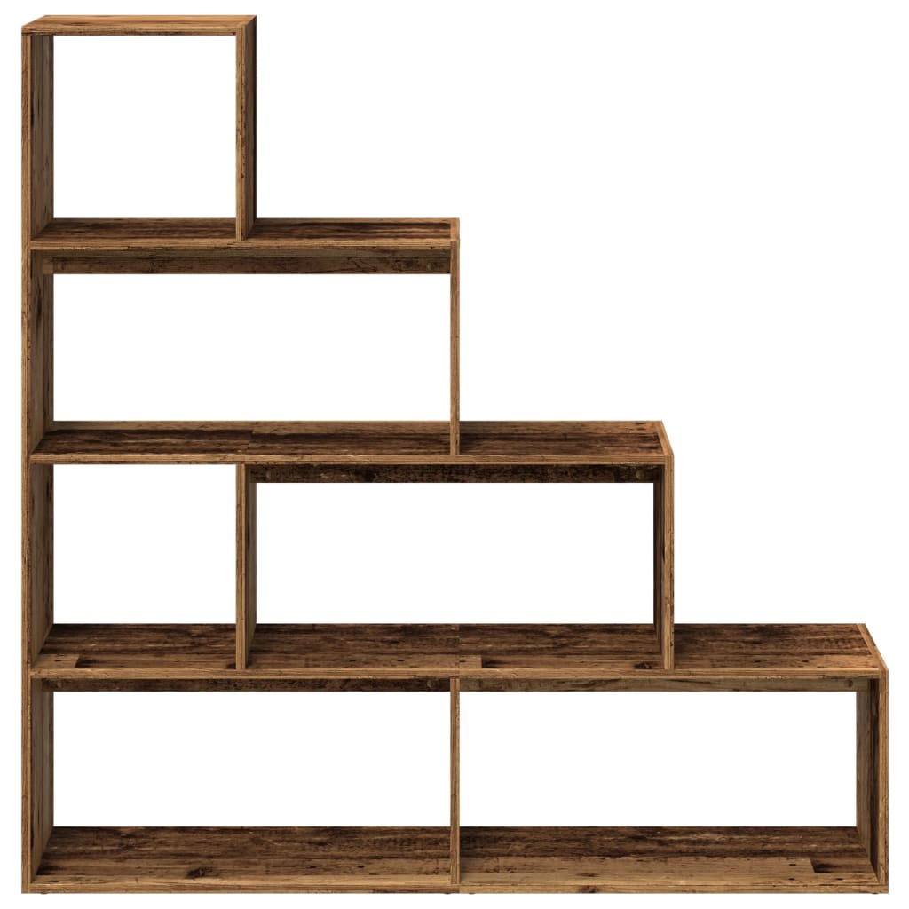 Knihovna/Dělící Stěna 4Patrová Old Wood 143,5X29X143,5 Cm