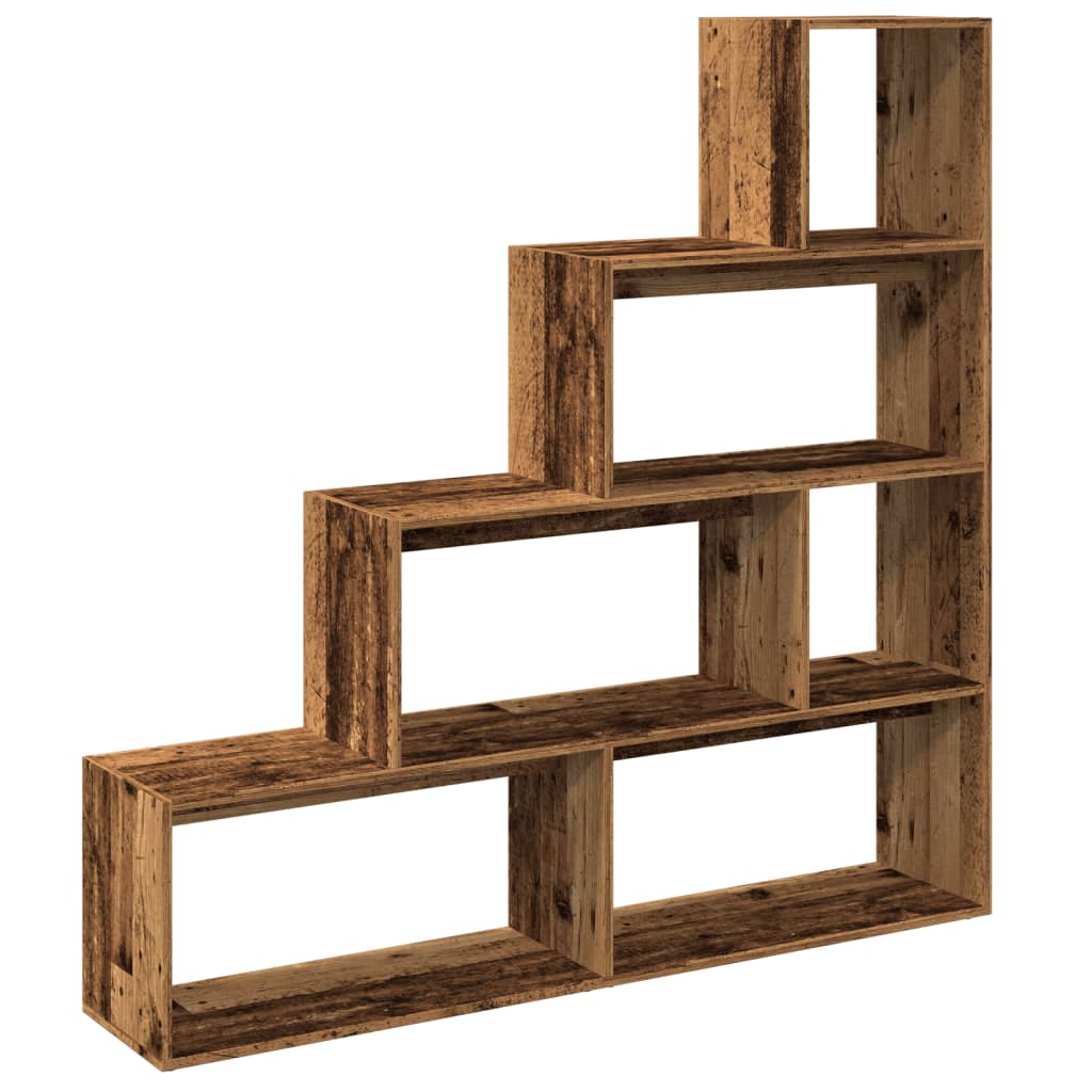Knihovna/Dělící Stěna 4Patrová Old Wood 143,5X29X143,5 Cm