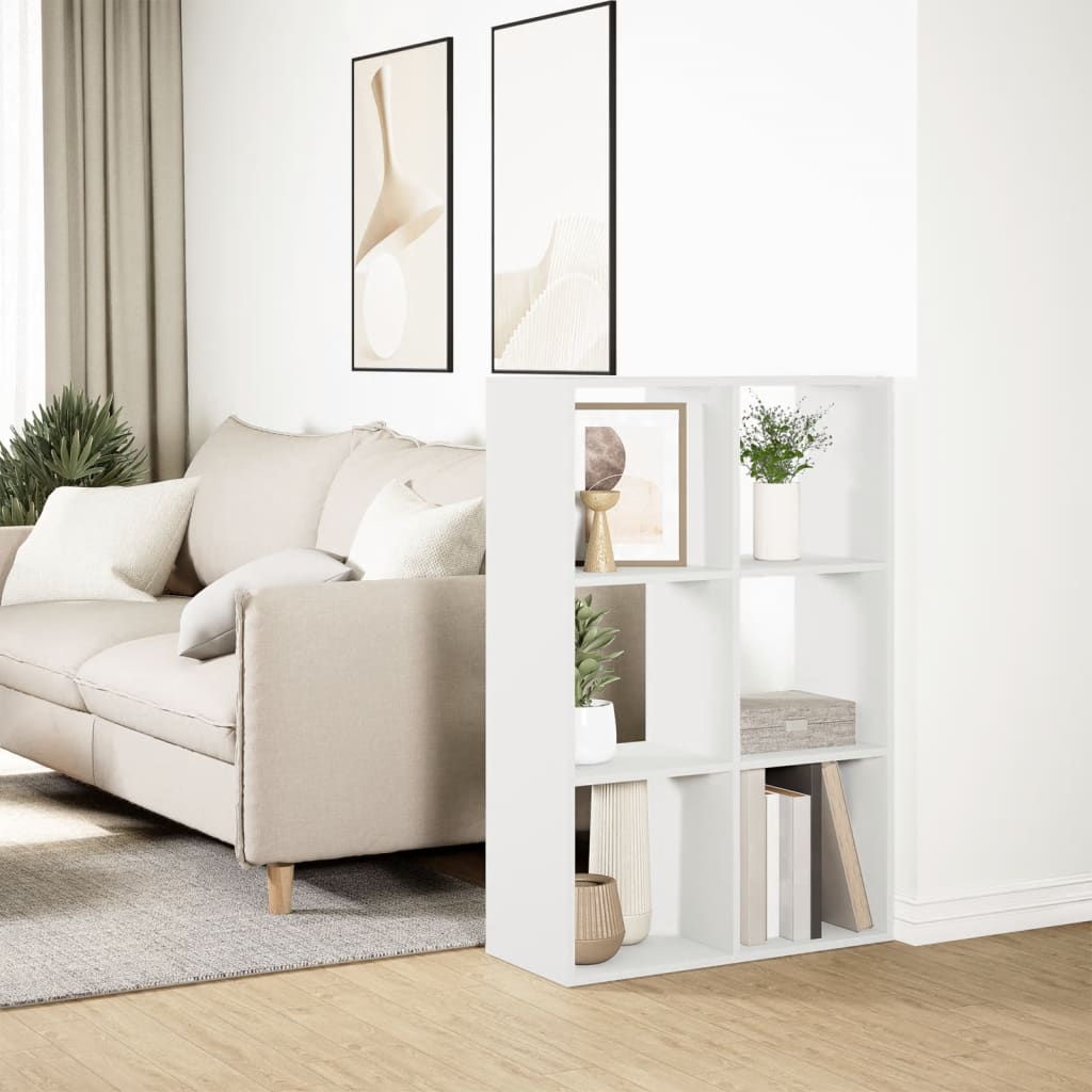 Knihovna/Dělící Stěna 69,5X29X103,5 Cm Kompozitní Dřevo Bílá