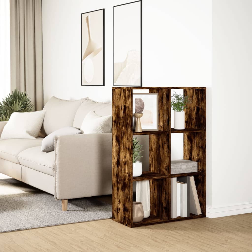 Knihovna/Dělící Stěna 69,5X29X103,5 Cm Kompozit Kouřový Dub
