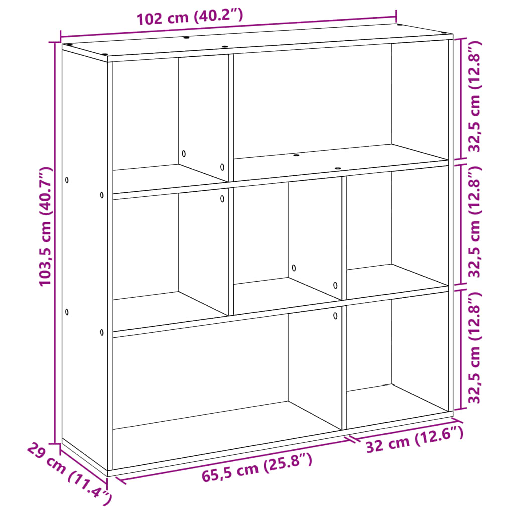 Knihovna/Dělící Stěna Černá 102X29X103,5 Cm Kompozitní Dřevo Černá