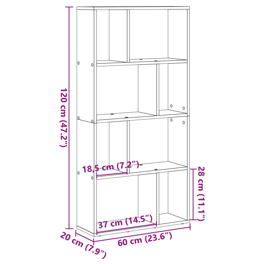 Knihovna 60 X 20 X 120,5 Cm Kompozitní Dřevo