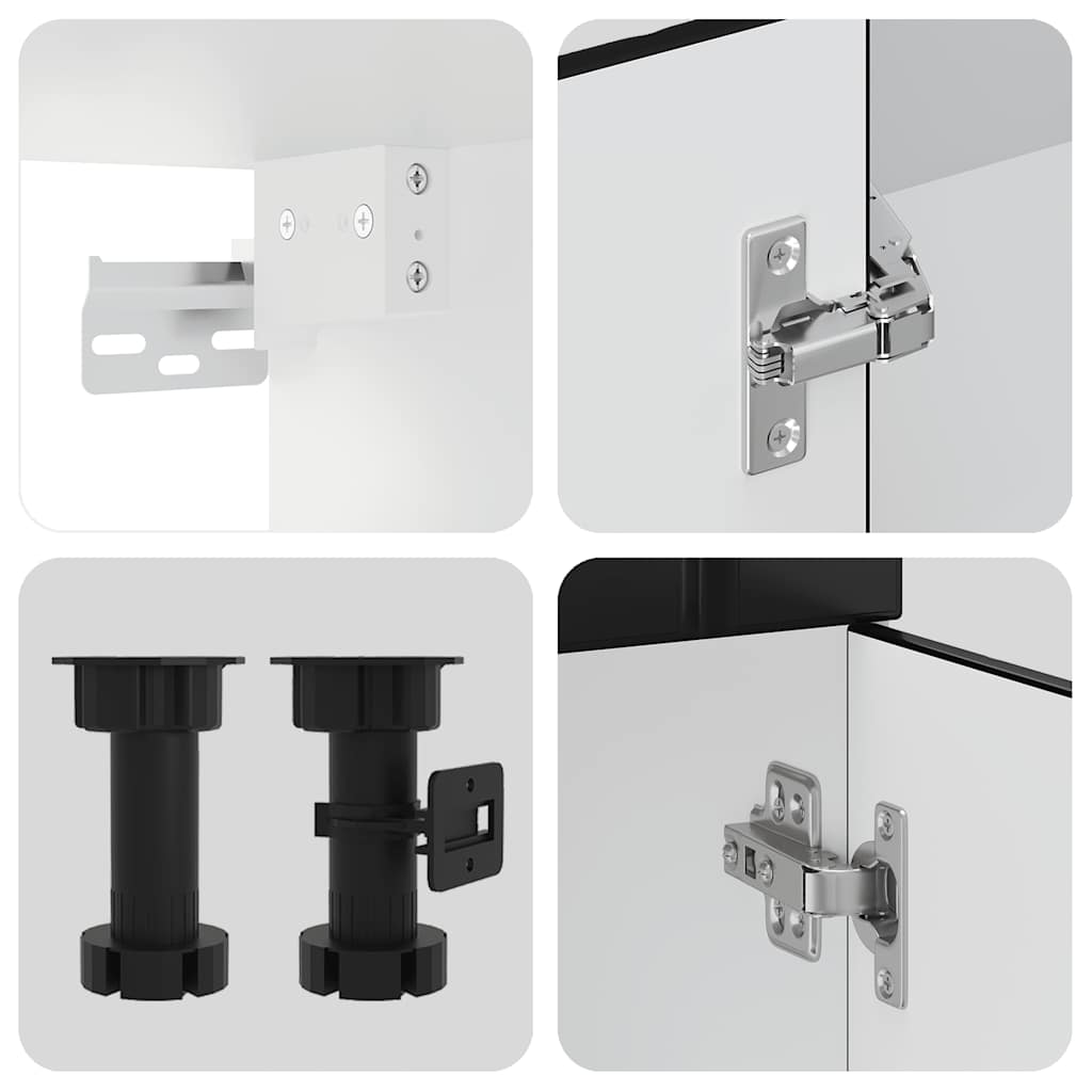 4Dílná Sada Kuchyňských Skříněk "Kalmar" Černý Kompozit