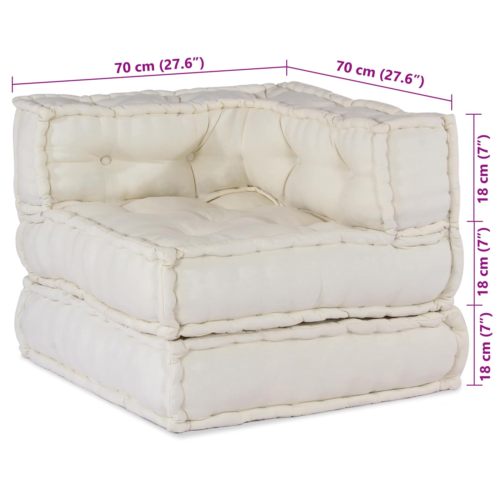 Modulová Pohovka Textil Krémová 210 X 70 X 56 Cm