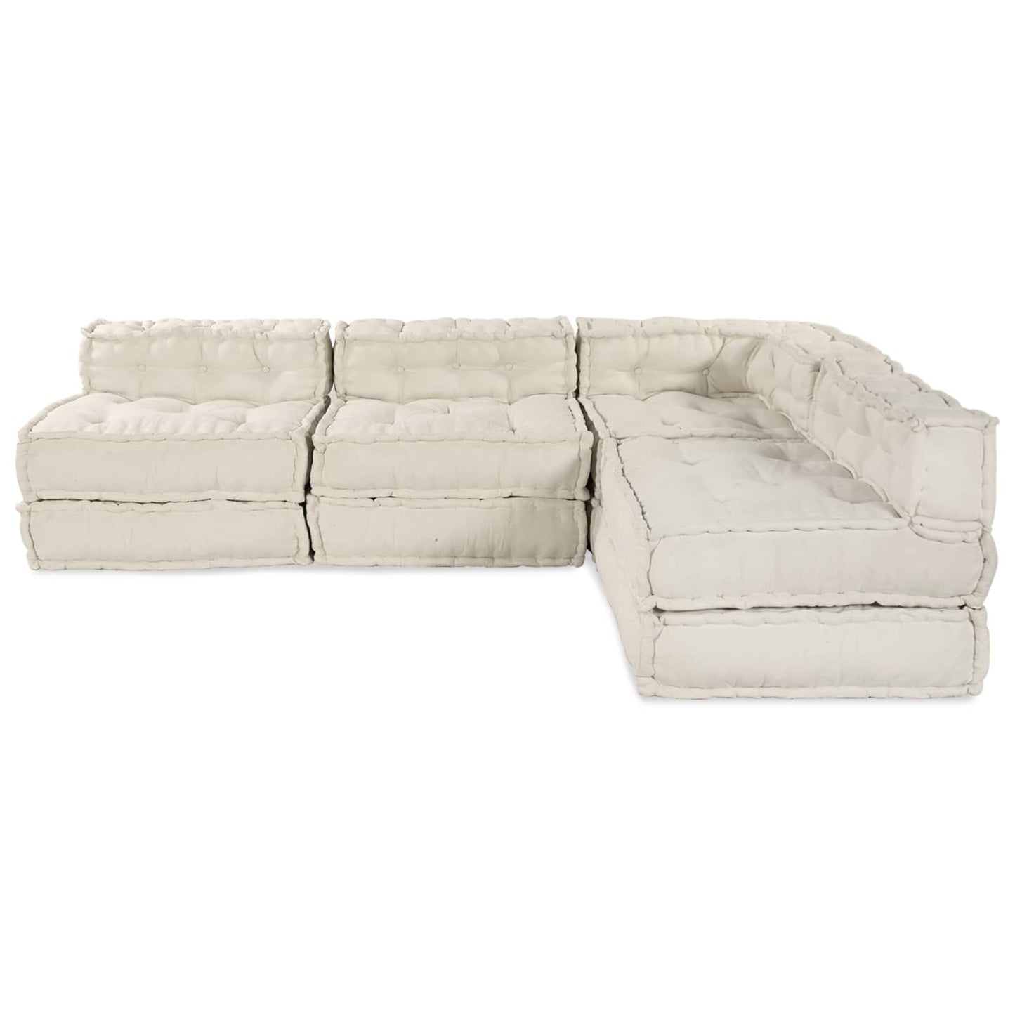 Modulová Pohovka Textil Krémová 210 X 140 X 56 Cm