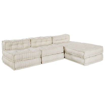 Modulová Pohovka Textil Krémová 210 X 140 X 56 Cm
