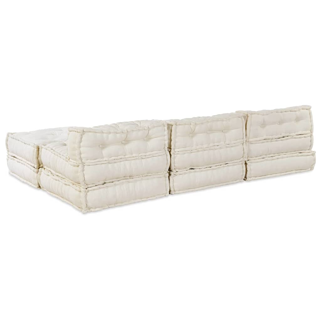Modulová Pohovka Textil Krémová 210 X 140 X 56 Cm