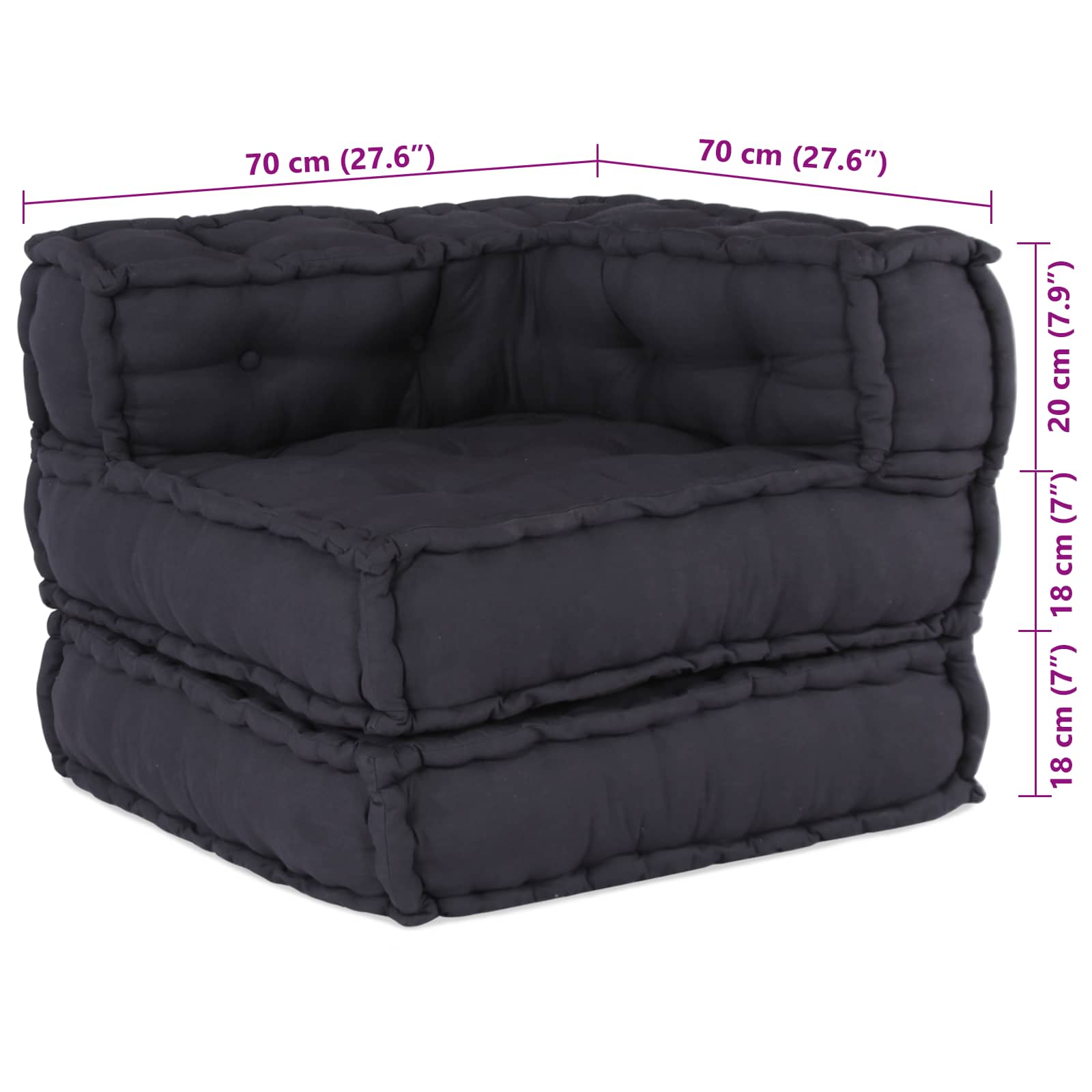 Modulová Pohovka 2 Pcs Textil Antracitová 140 X 70 X 56 Cm