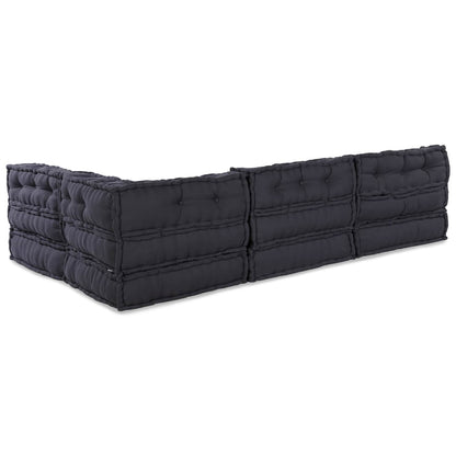 Modulová Pohovka Textil Antracitová 210 X 140 X 56 Cm