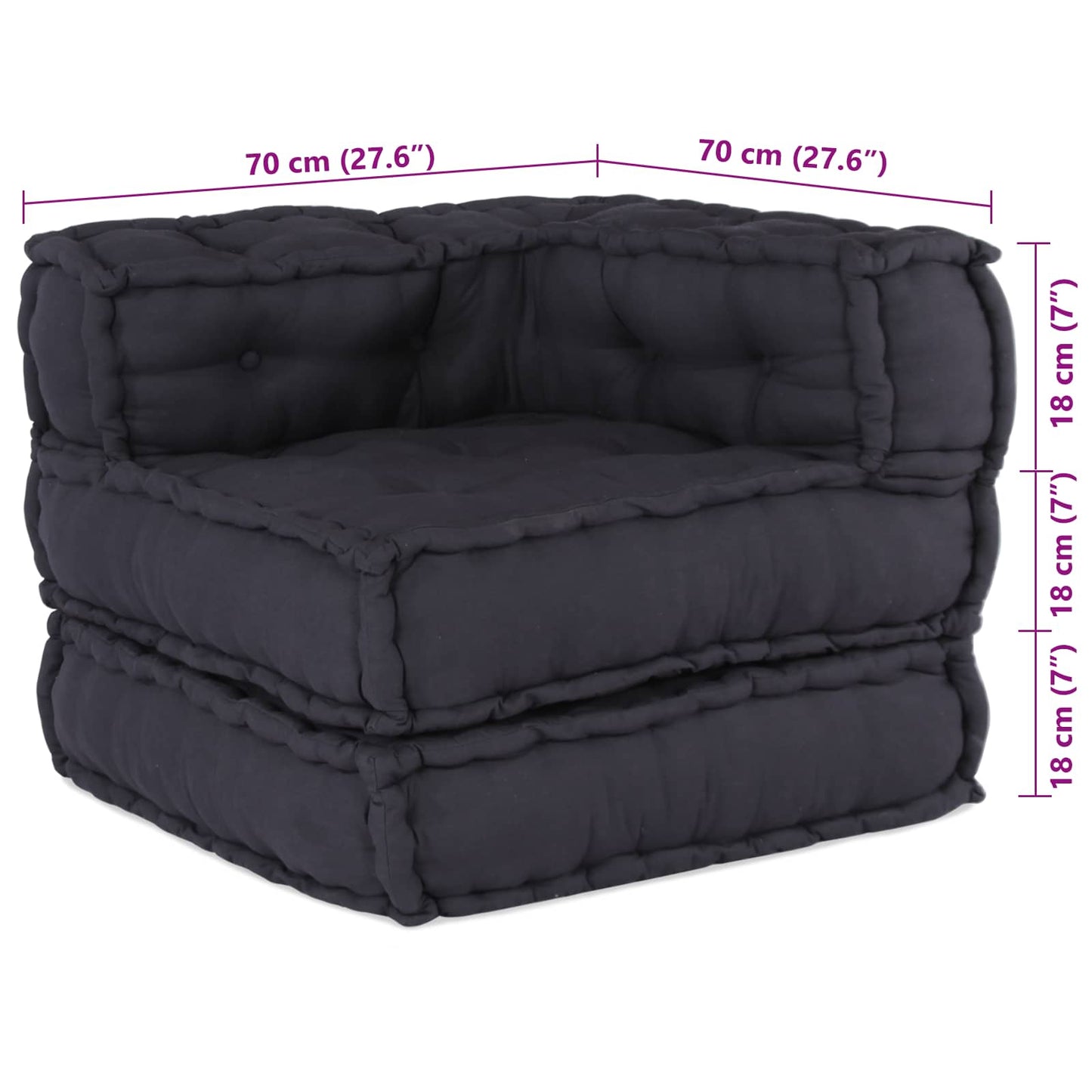 Modulová Pohovka Textil Antracitová 210 X 140 X 56 Cm