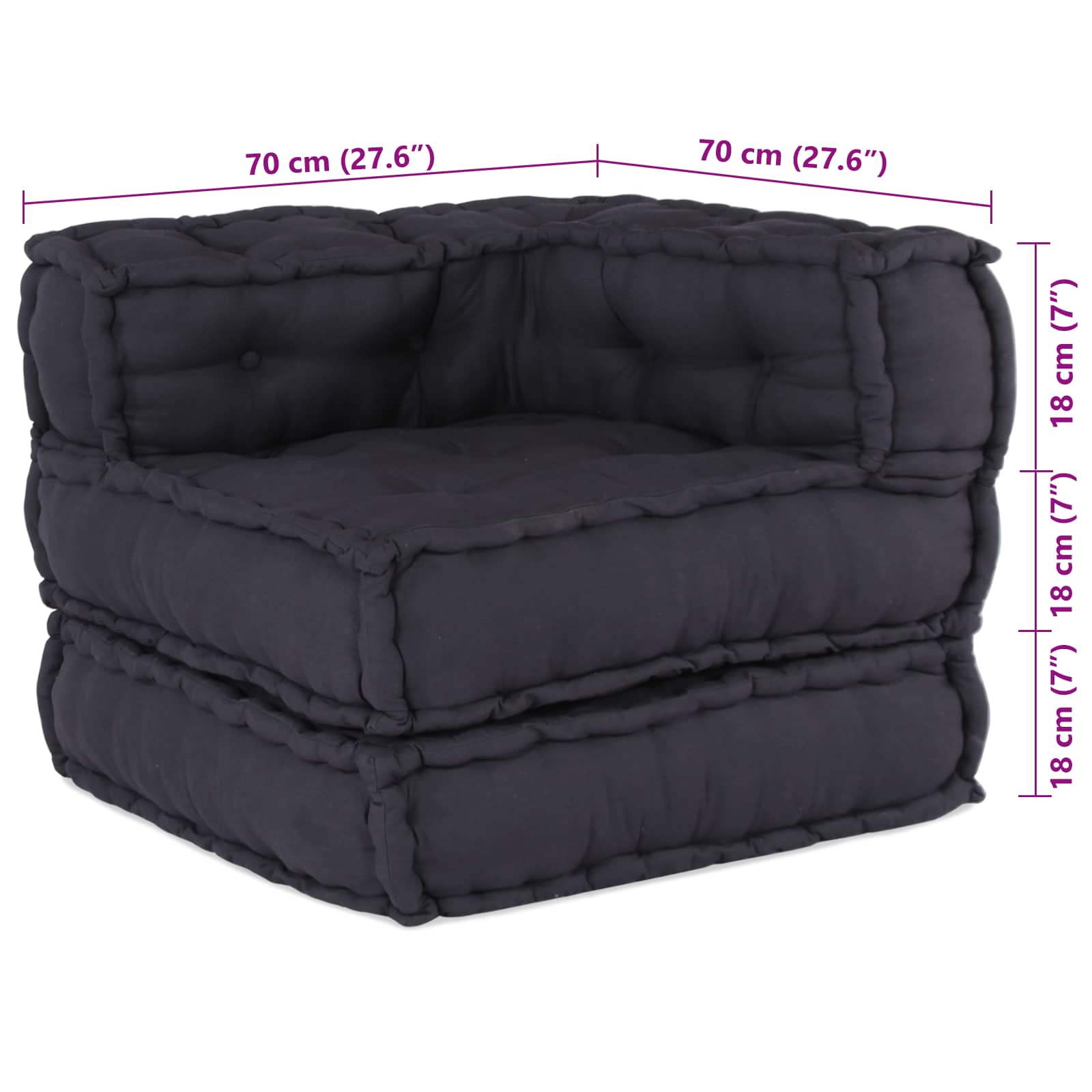 Modulová Pohovka Textil Antracitová 210 X 140 X 56 Cm