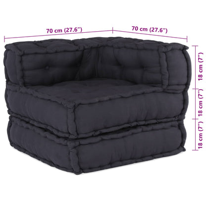 Modulová Pohovka Textil Antracitová 210 X 140 X 56 Cm