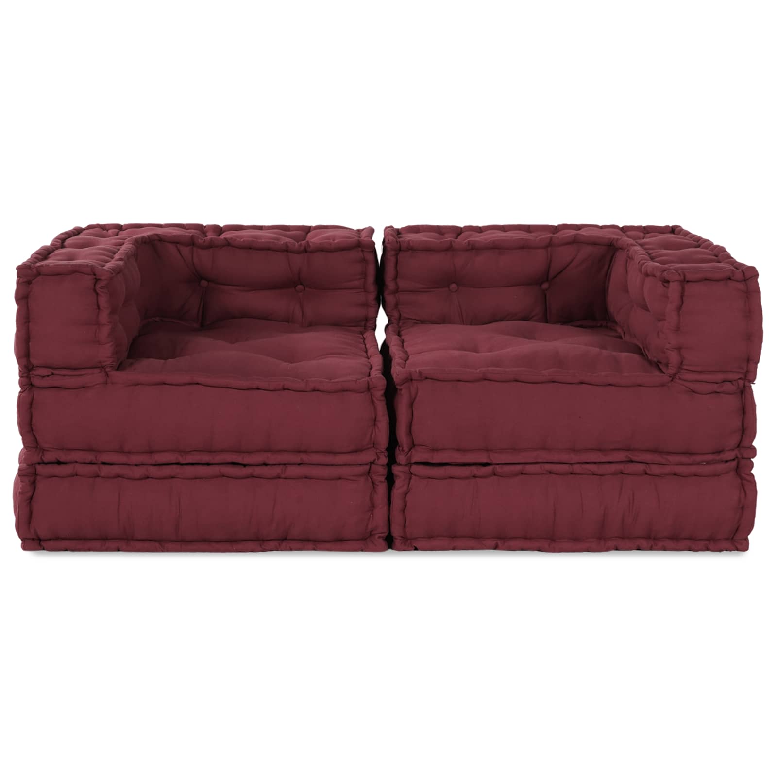 Modulová Pohovka 2 Pcs Textil Bordó 140 X 70 X 56 Cm