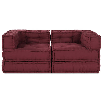 Modulová Pohovka 2 Pcs Textil Bordó 140 X 70 X 56 Cm