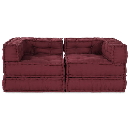 Modulová Pohovka 2 Pcs Textil Bordó 140 X 70 X 56 Cm