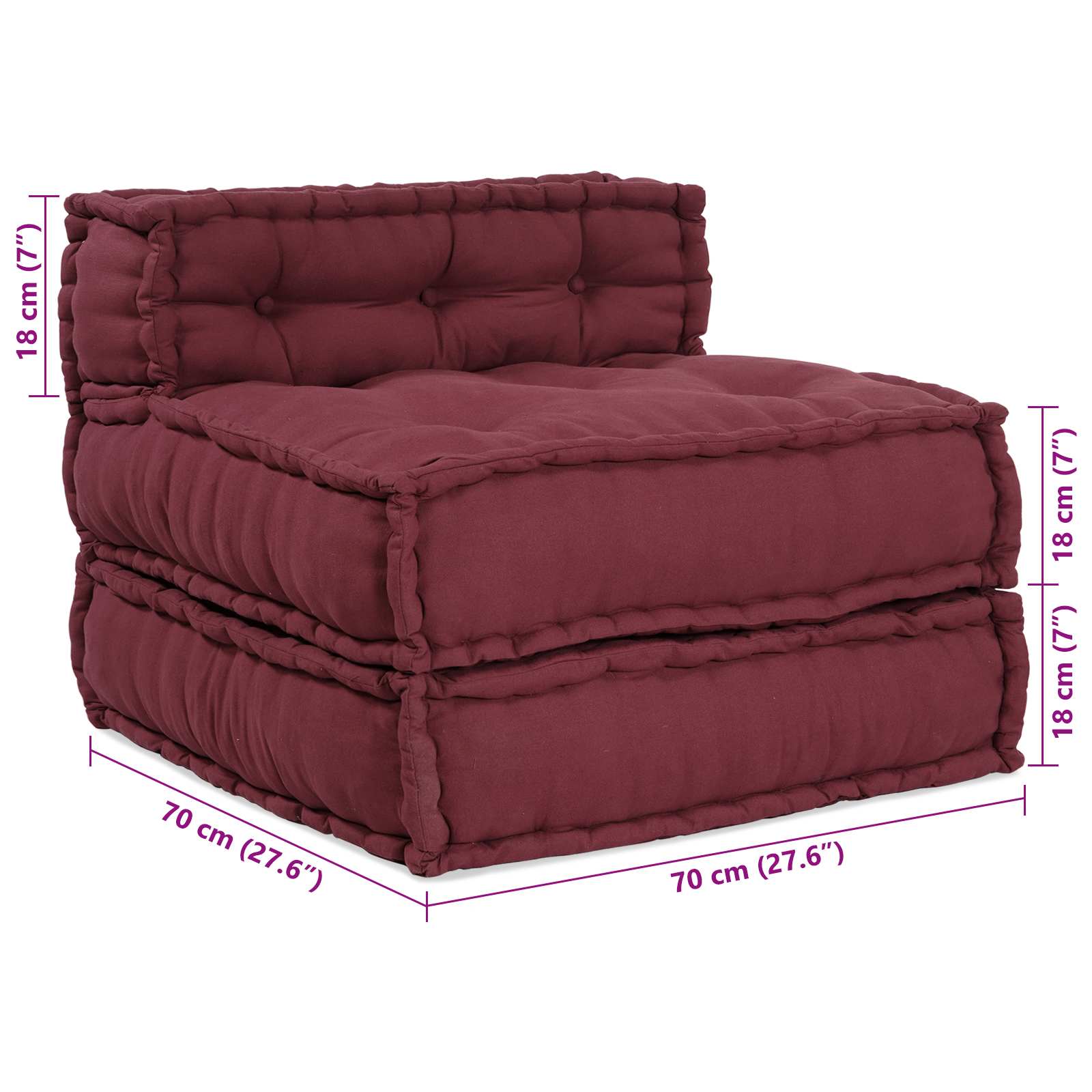 Modulová Pohovka Textil Bordó 210 X 140 X 56 Cm
