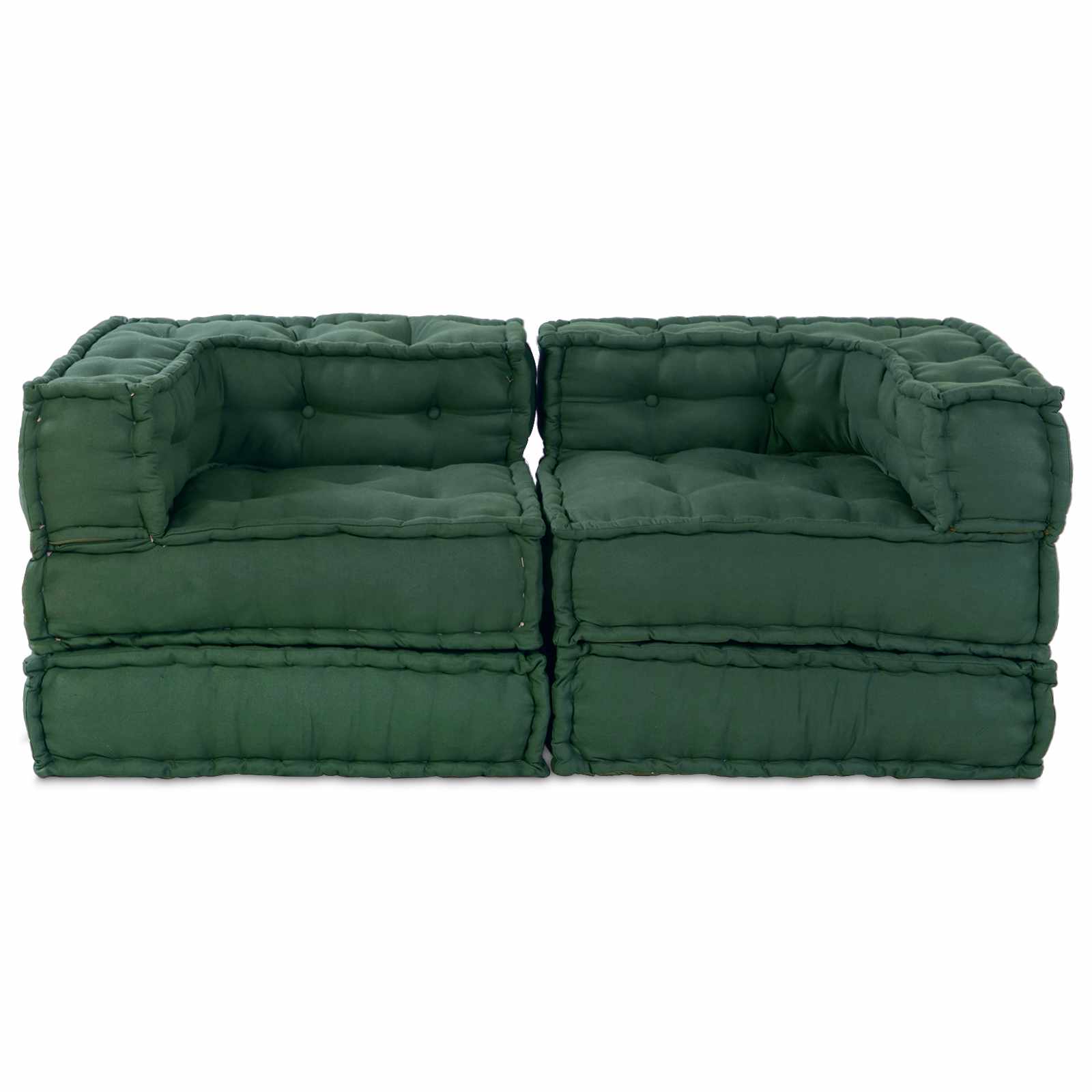 Modulová Pohovka 2 Pcs Textil Zelená 140 X 70 X 56 Cm