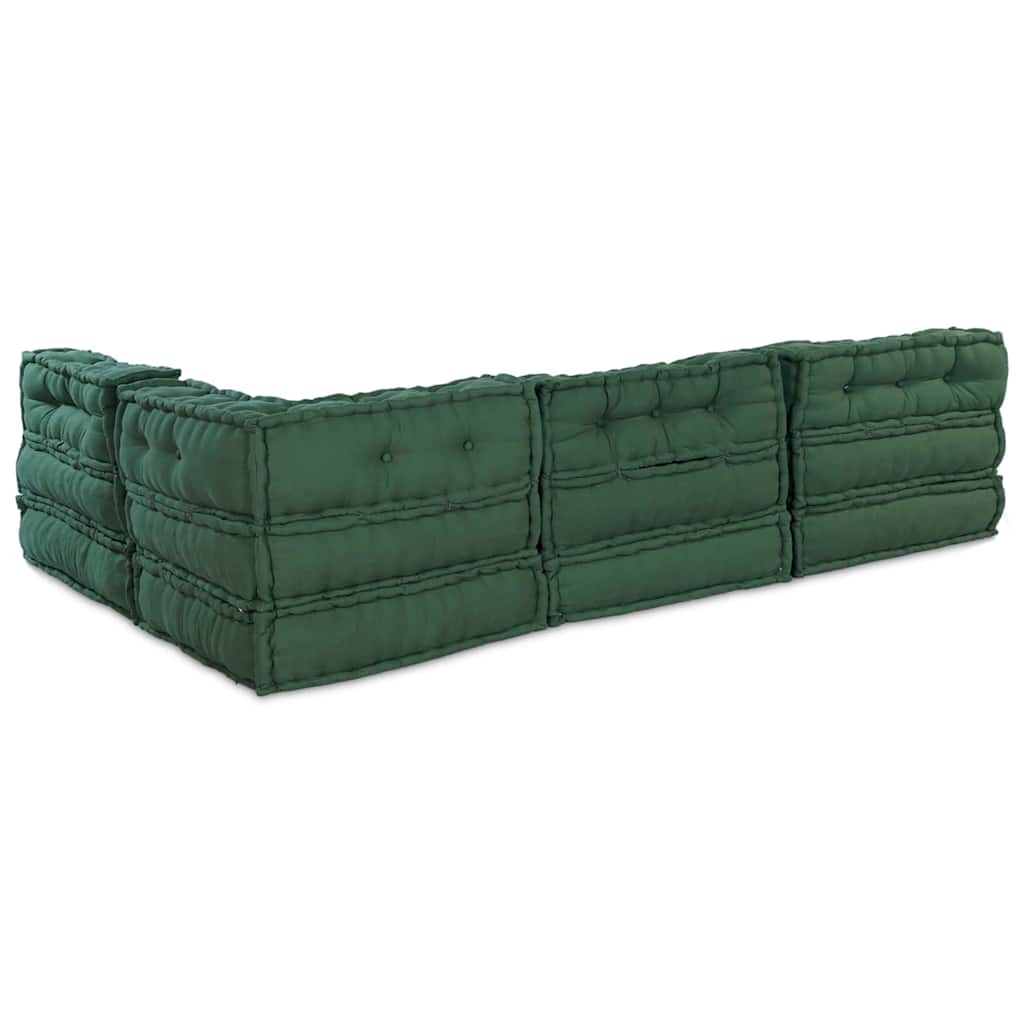Modulová Pohovka Textil Zelená 210 X 140 X 56 Cm