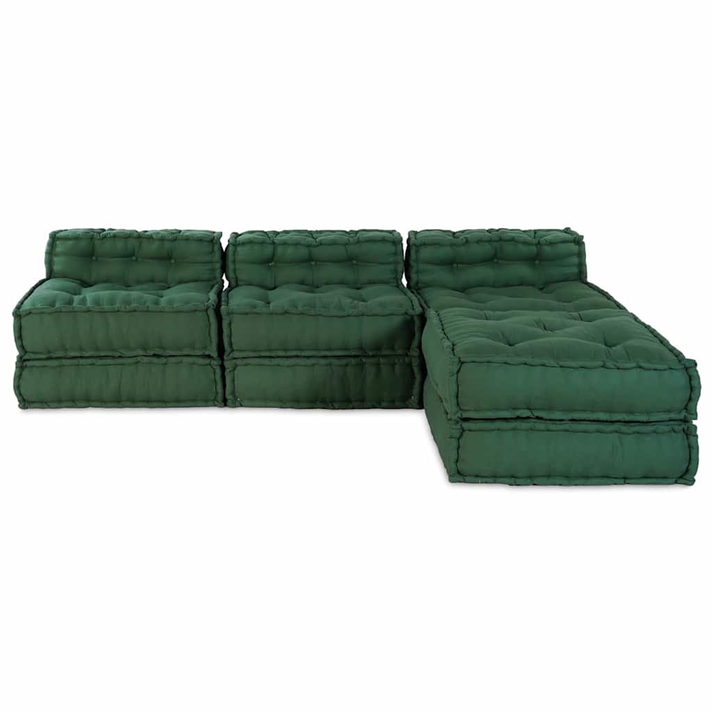 Modulová Pohovka Textil Zelená 210 X 140 X 56 Cm