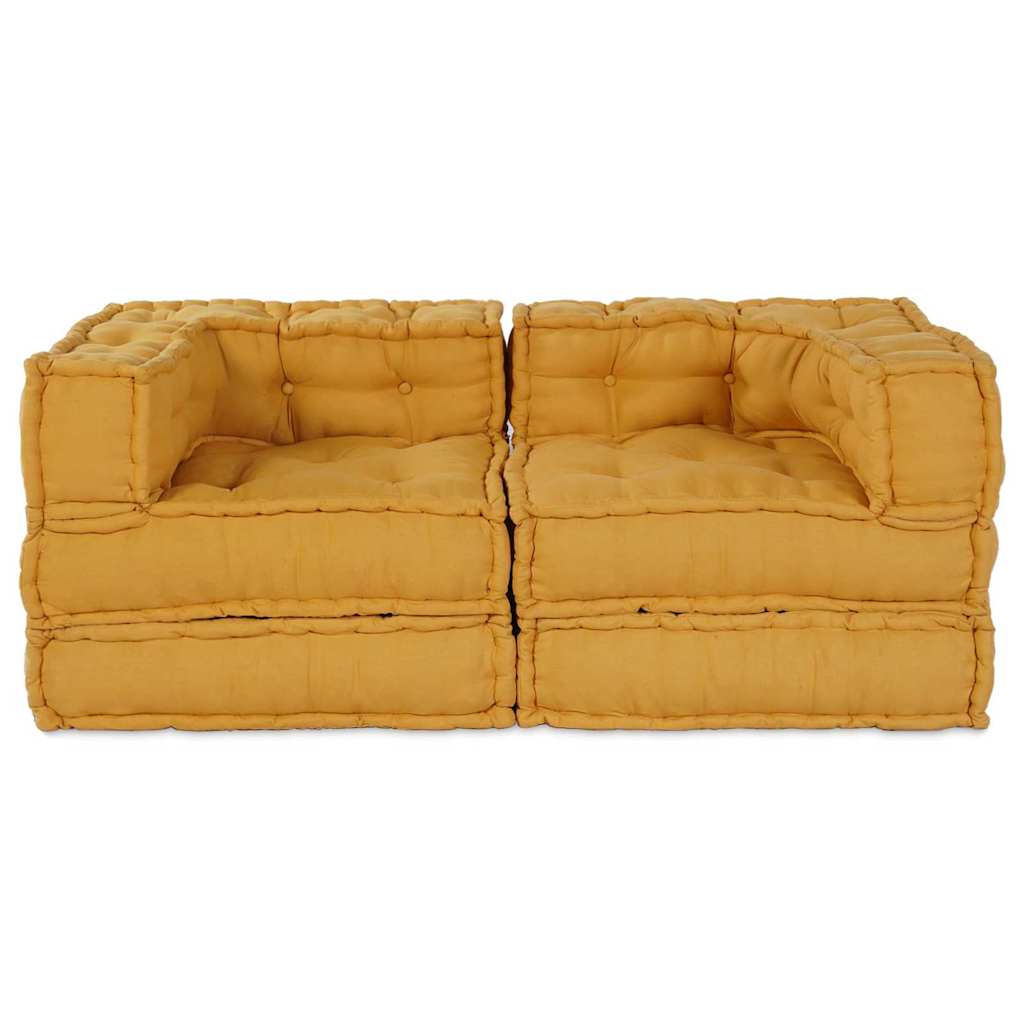 Modulová Pohovka 2 Pcs Textil Žlutá 140 X 70 X 56 Cm