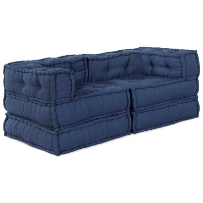 Modulová Pohovka 2 Pcs Textil Indigo 140 X 70 X 56 Cm