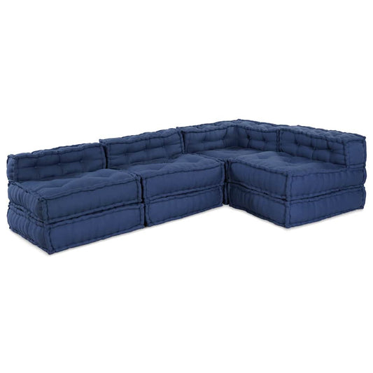 Modulová Pohovka Textil Indigo 210 X 140 X 56 Cm