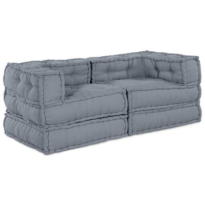 Modulová Pohovka 2 Pcs Textil Šedá 140 X 70 X 56 Cm