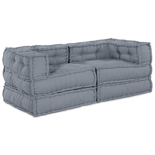 Modulová Pohovka 2 Pcs Textil Šedá 140 X 70 X 56 Cm