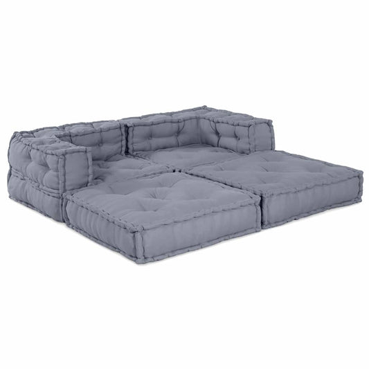 Modulová Pohovka 2 Pcs Textil Šedá 140 X 70 X 56 Cm