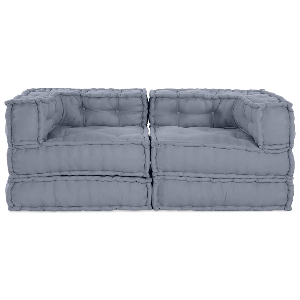 Modulová Pohovka 2 Pcs Textil Šedá 140 X 70 X 56 Cm