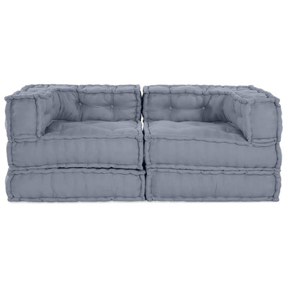 Modulová Pohovka 2 Pcs Textil Šedá 140 X 70 X 56 Cm