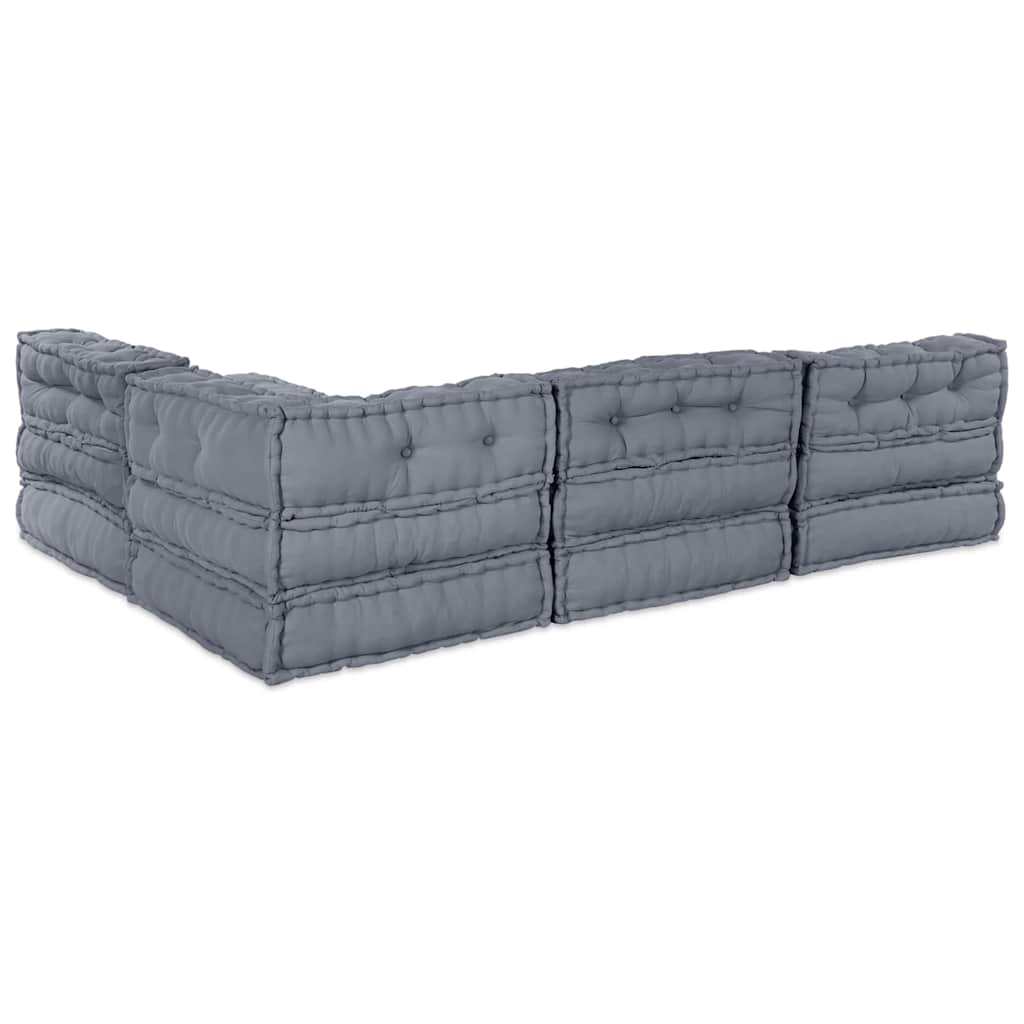 Modulová Pohovka Textil Šedá 210 X 140 X 56 Cm
