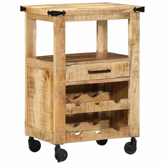 Kuchyňský Vozík Hnědá 55 X 40 X 80 Cm Masivní Mangové Dřevo